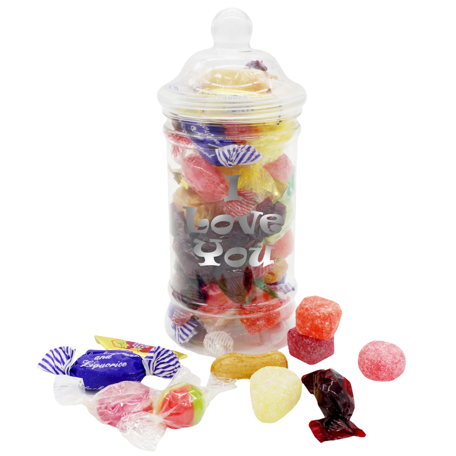 Love You Text Hard Boiled Sweets Victorian Jar The Online Sweet Shop