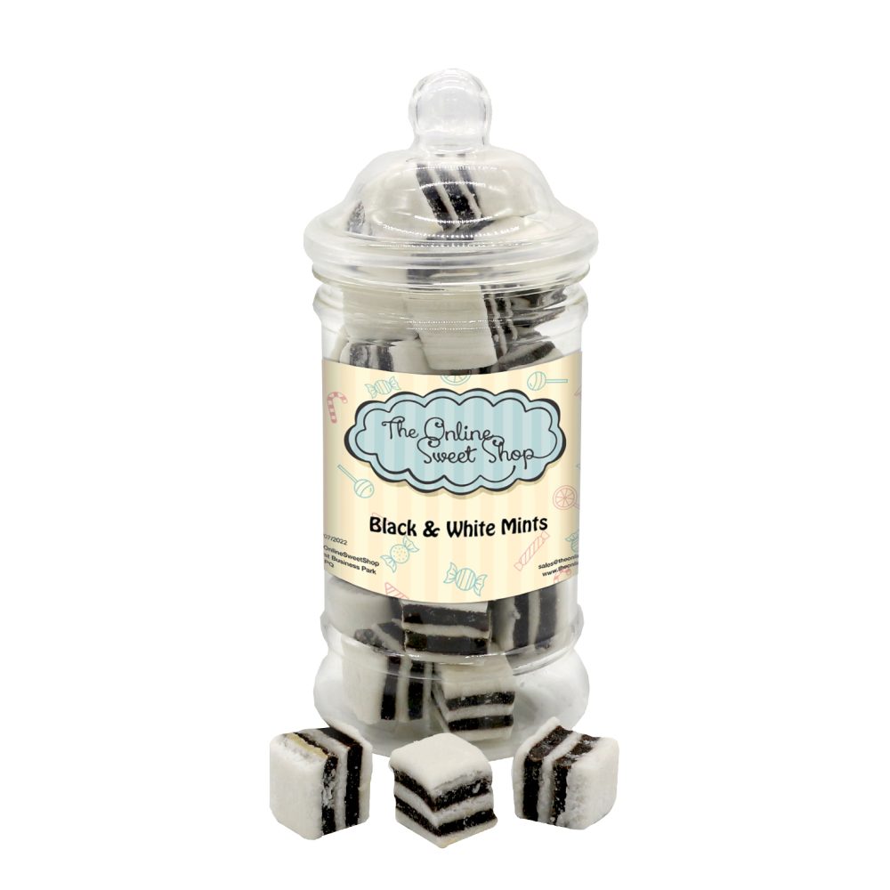 Black and White Mints Sweets Jar