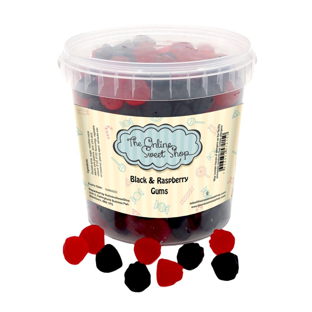Black and Raspberry Gums Sweets Bucket