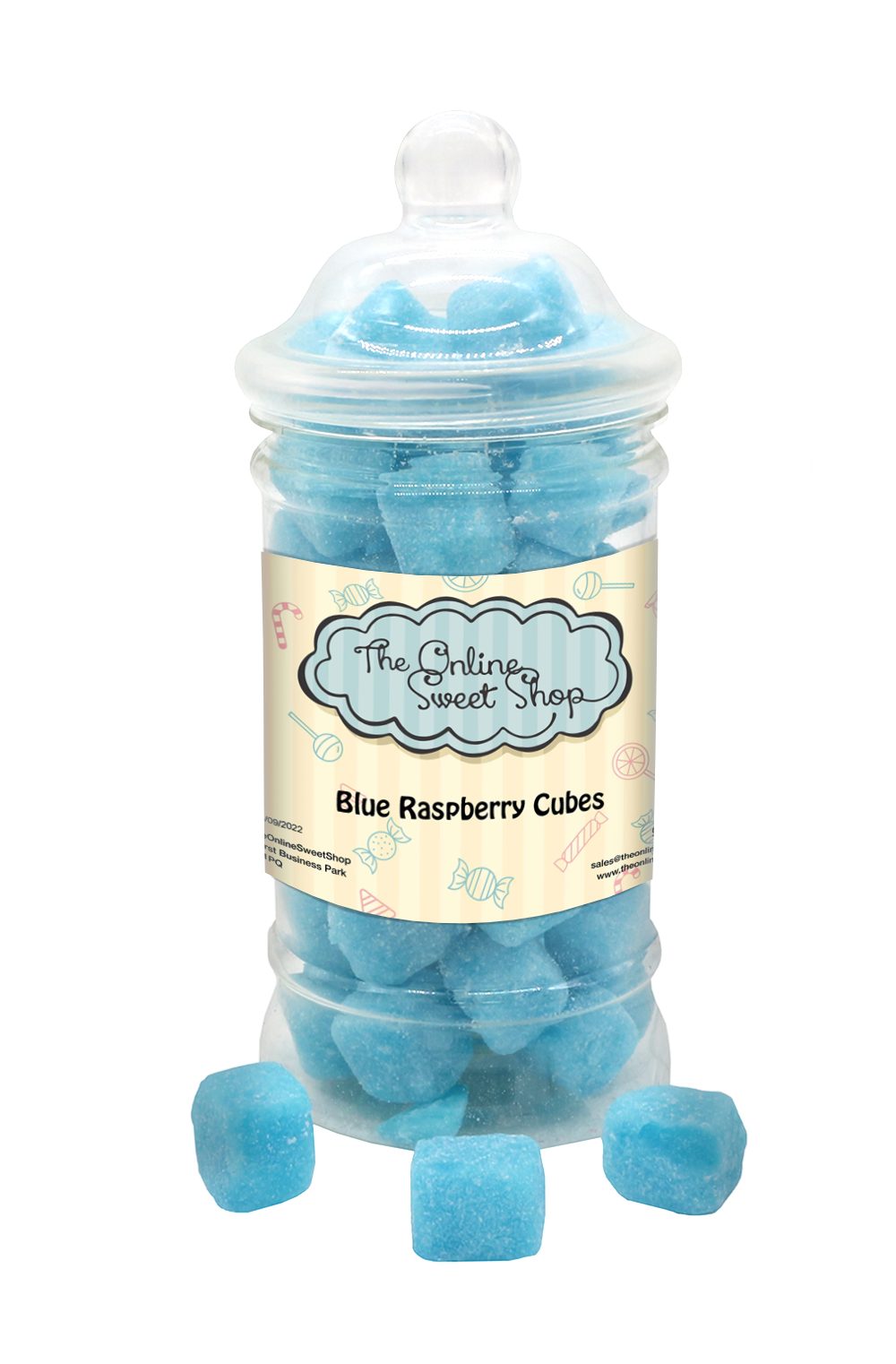 Blue Raspberry Cubes Sweets Jar