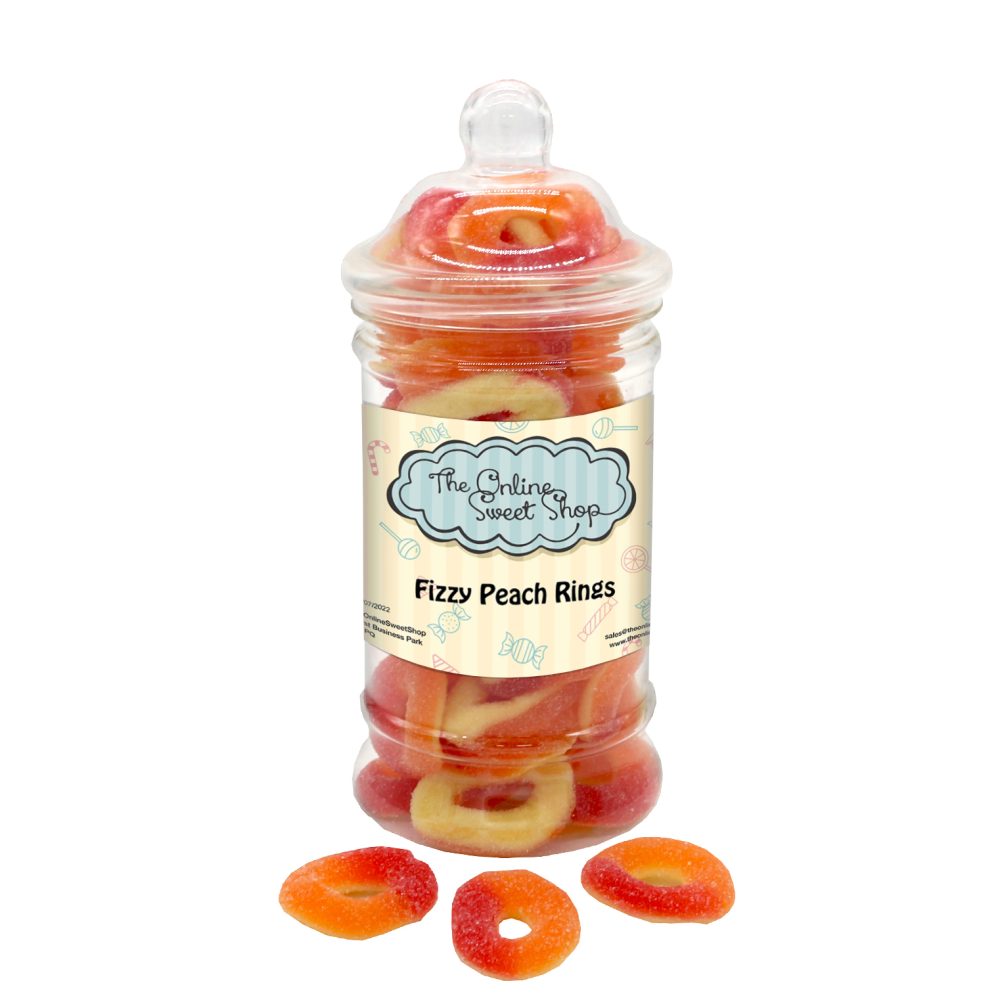Fizzy Peach Rings Sweets Jar