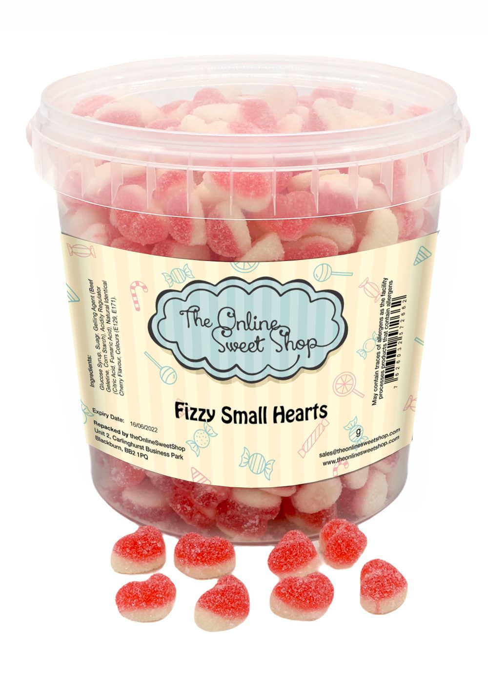 Fizzy Small Hearts Sweets Bucket