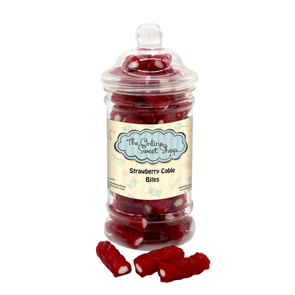 Strawberry Cable Bites Sweets Jar
