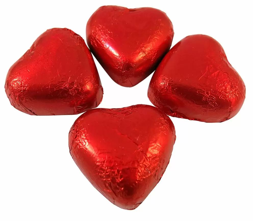 Red Foiled Milk Chocolate Hearts