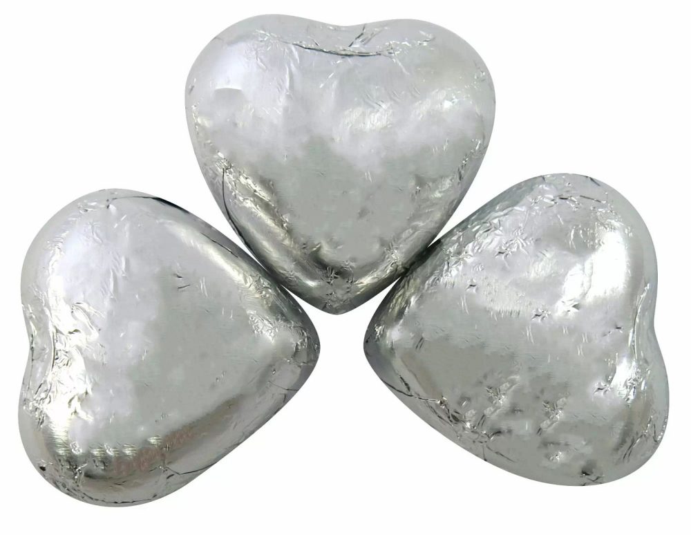 Silver Foiled Milk Chocolate Hearts
